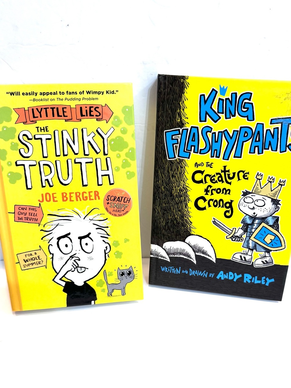 2 Kids’ Books Stinky Truth King Flashypants and the Creature from Crong Like New